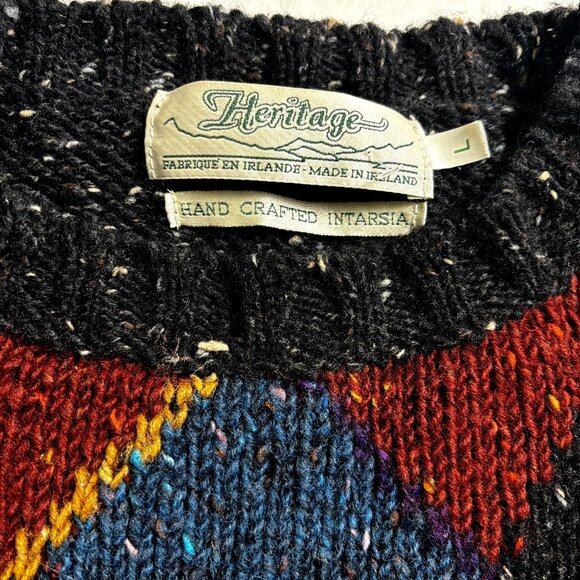 Heritage Size Large Men's Wool Multicolor Pullover Crew Neck Sweater VTG Ireland - Picture 4 of 8